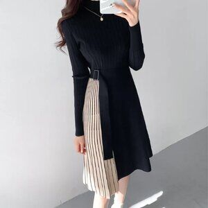 EUC Dalia MacPhee Colorblock Ribbed Sweater Midi Dress Size XL